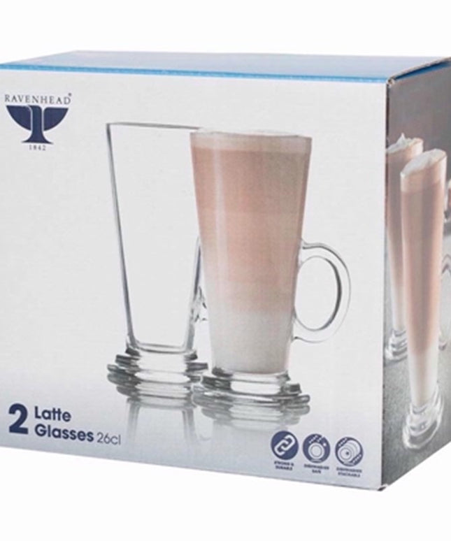 Ravenhead Latte Glasses Set of 2 – 26cl Clear Coffee Cups