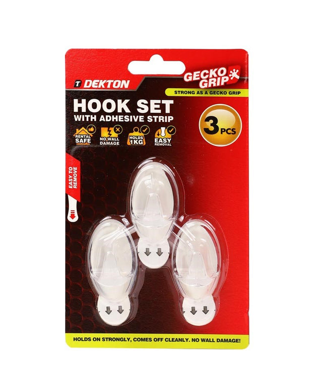 DEKTON GECKOGRIP HOOK SET 3PC CLEAR