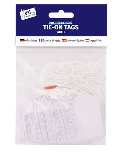 JUST STATIONERY TAGS TIE ON 100 36x53mm