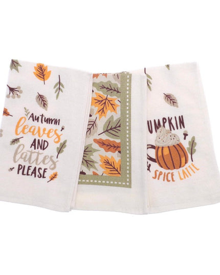 COUNTRY CLUB TEA TOWELS AUTUMN LEAVES PACK OF 3
