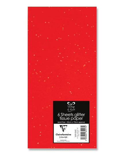 EUROWRAP TISSUE PAPER GLITTER RED 6 SHEETS