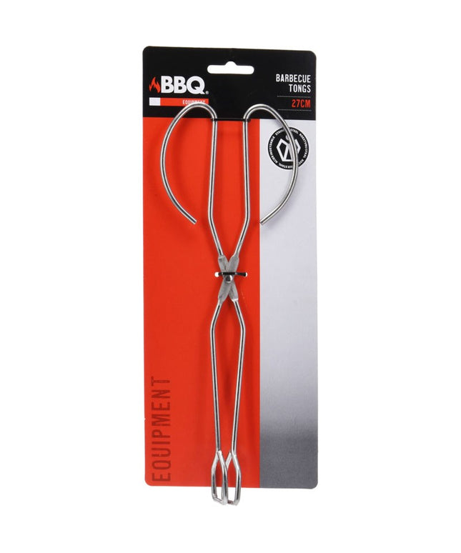 BBQ Steel Tongs 27cm – Durable Grill Tongs for Barbecue Cooking