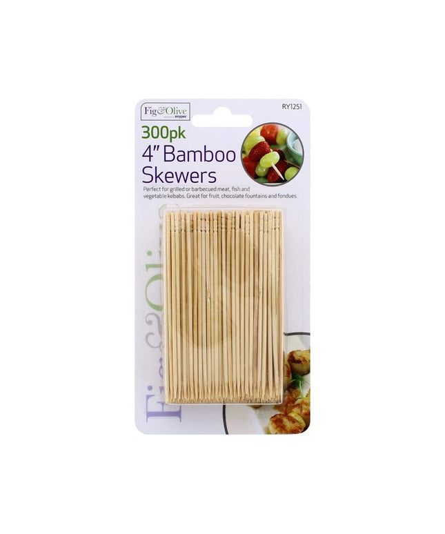 300pcs Bamboo Skewers 4” – Disposable Wooden Cocktail Sticks – BBQ, Party & Food Picks