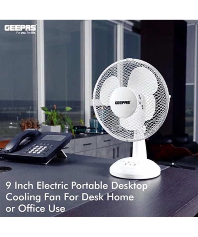 GEEPAS 9" Oscillating Table Fan 22W Electric Portable Desk Cooling Fan, White