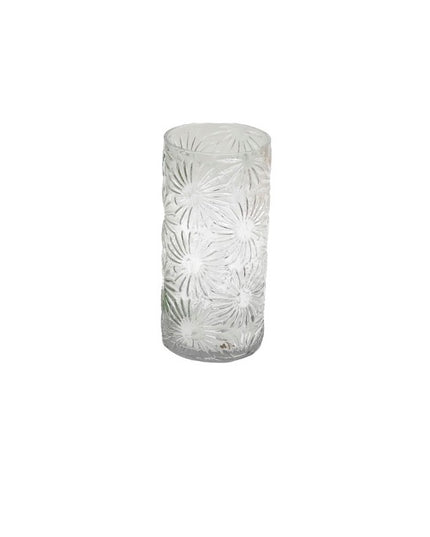 Embossed Glass Vase 30cm Daisy Pattern Large Flower Vase Decorative Home Décor