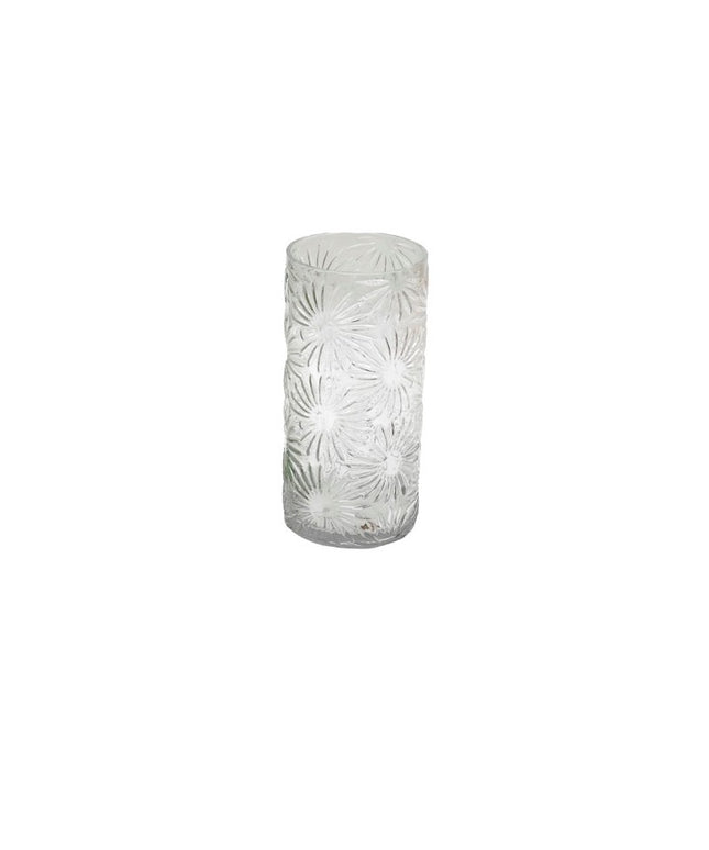 Embossed Glass Vase 30cm Daisy Pattern Large Flower Vase Decorative Home Décor