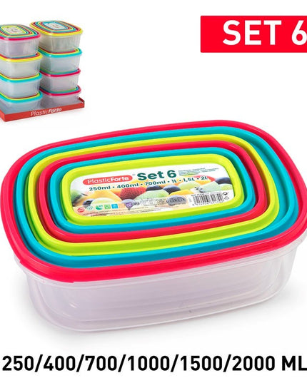 6pc Plastic Food Storage Containers Set Airtight Rectangular Lunch Box 250–2000ml