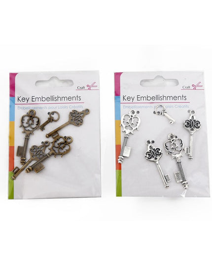 SIL 5PK CRAFY KEY EMBELISHMENTS