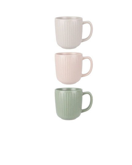 MUG STONEWARE 3 ASSORTED COLOURS 360ML