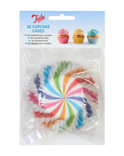 TALA RAINBOW SWIRL CUPCAKE CASES PACK OF 32