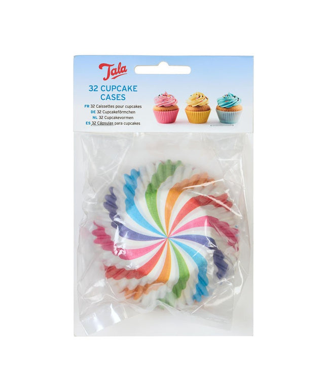 TALA RAINBOW SWIRL CUPCAKE CASES PACK OF 32