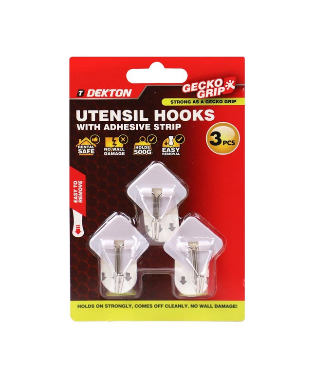 DEKTON GECKOGRIP UTENSIL HOOKS 3PC WHITE
