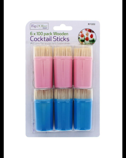 WOODEN 100 COCKTAIL STICKS PK6