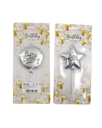 BIRTHDAY CANDLE SILVER STAR BALLOON 6.5CM
