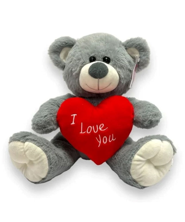 VALENTINES I LOVE YOU GREY HEART BEAR 11INCH