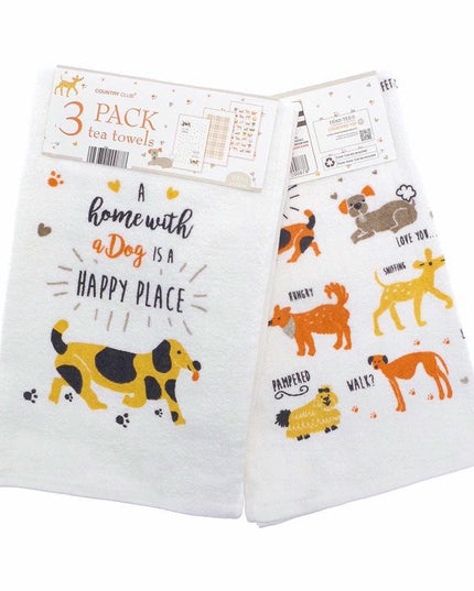 Country Club Dog Design Tea Towels 3 Pack