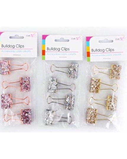 SIL CRAFT GLITTER BULLDOG CLIPS