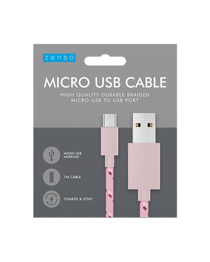 ZENSO MICRO TO USB 1M BRAIDED CABLE
