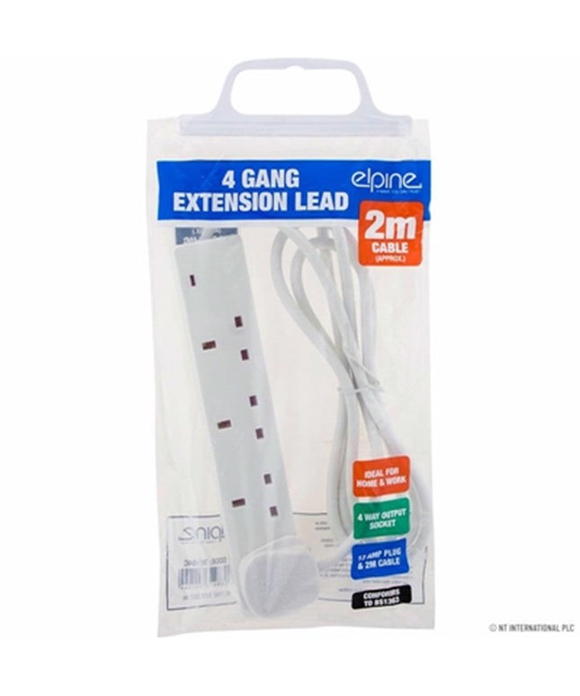 ELPINE 4 WAY EXTENSION LEAD WITH NEON LIGHT 2M