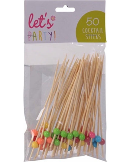 Cocktail Sticks 80mm 50 Pack Bamboo Party Pickers Food Skewers Appetiser Picks
