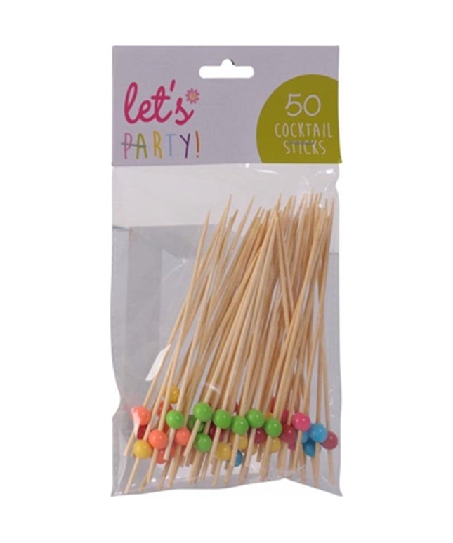 Cocktail Sticks 80mm 50 Pack Bamboo Party Pickers Food Skewers Appetiser Picks