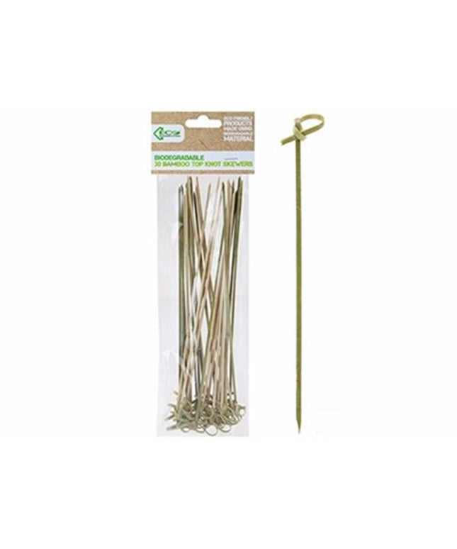 Eco Bamboo Knot Skewers 25cm – Decorative Cocktail & Food Picks – Biodegradable Party Sticks