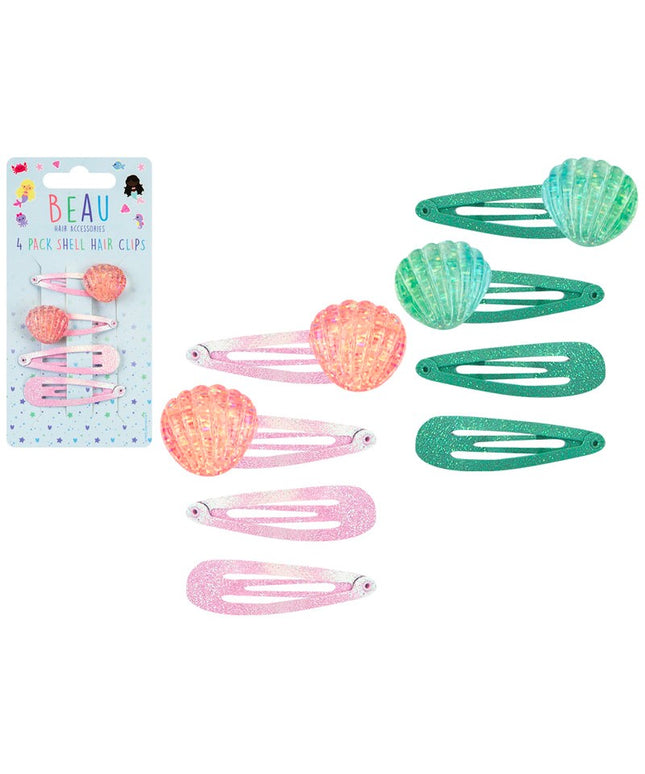 BEAU MERMAID X4PC SHELL HAIR CLIPS 3 COLS