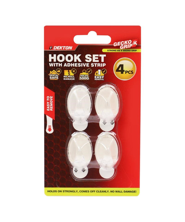 DEKTON GECKOGRIP HOOK SET 4PC CLEAR