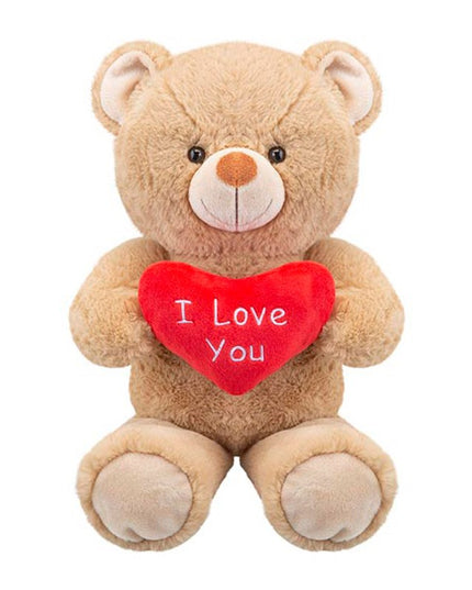 VALENTINES LOGAN BROWN BEAR WITH LOVE HEART 28CM