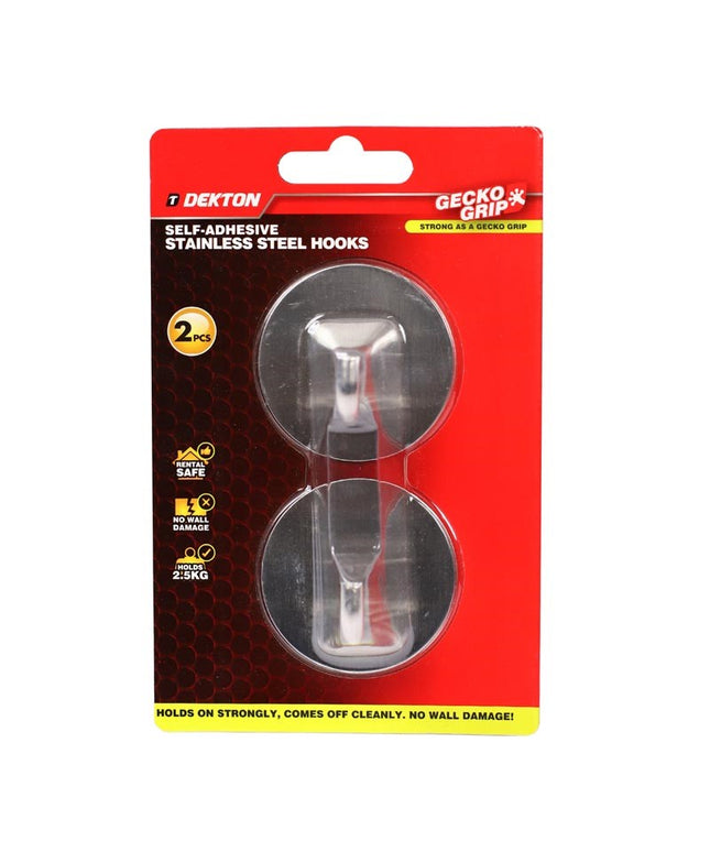 DEKTON GECKOGRIP HOOKS STAINLESS STEEL ROUND 2 PIECES