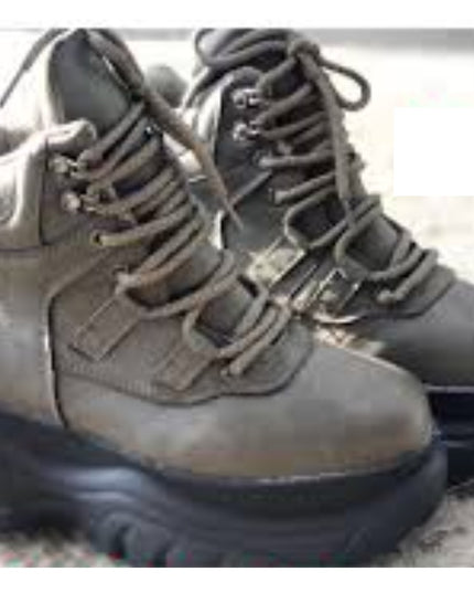 Women’s Chunky Platform Lace-Up Ankle Boots – Taupe Military Style