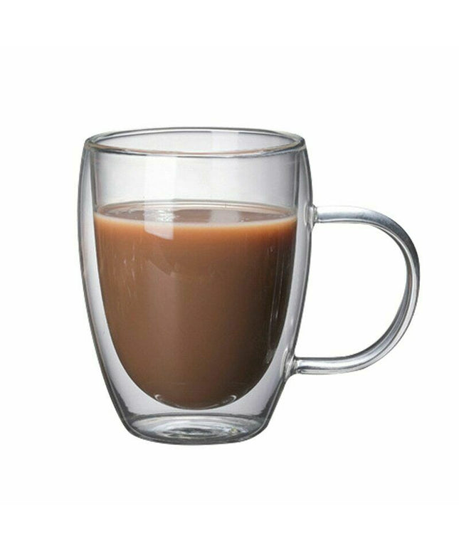 Double-Walled Glass Mug with Handle – 350ml