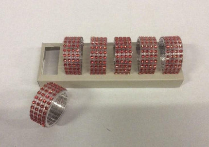 Set 6 3 Asst Diamante Napkin Rings in Box Red