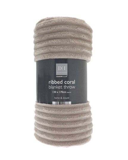 Ribbed Coral Blanket Throw Super Soft Warm Fleece Travel Sofa Chair 130x170cm UK