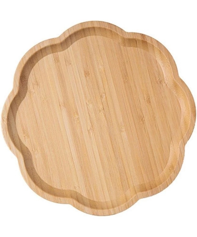 Flower-Shaped Wooden Serving Tray – 20cm