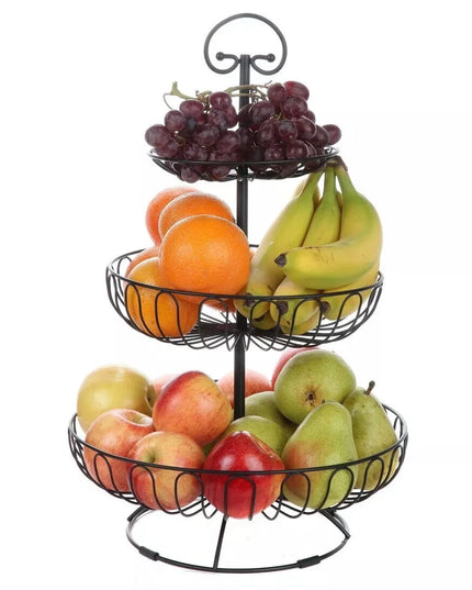 3-Tier Stainless Steel Fruit Basket Stand for Kitchen and Home Storage