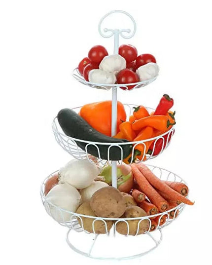 3-Tier Stainless Steel Fruit Basket Stand for Kitchen and Home Storage
