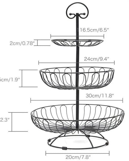 3-Tier Stainless Steel Fruit Basket Stand for Kitchen and Home Storage