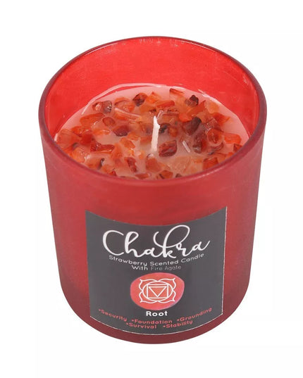 Root Chakra Strawberry Crystal Chip Candle