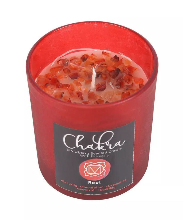 Root Chakra Strawberry Crystal Chip Candle
