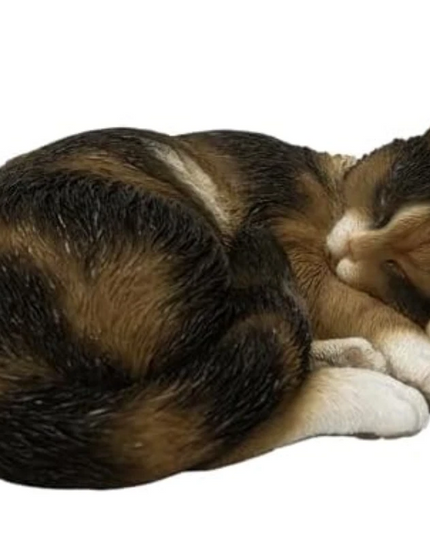 Vivid Arts Sleeping Calico Cat Ornament – Realistic Cat Figurine