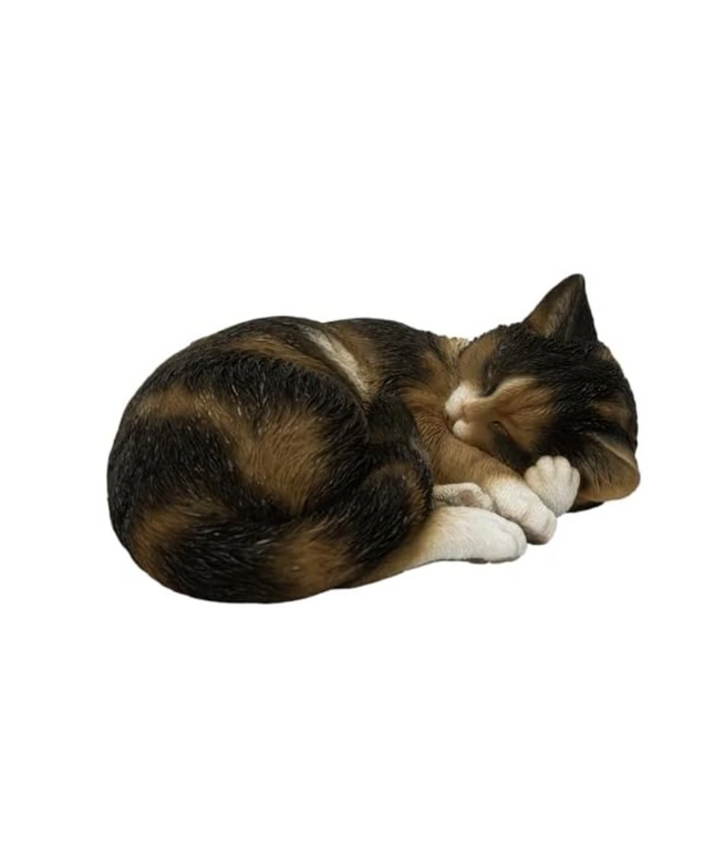 Vivid Arts Sleeping Calico Cat Ornament – Realistic Cat Figurine