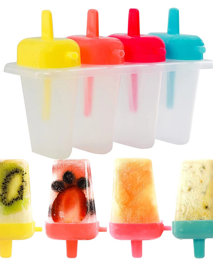 4x Ice Lolly Cream Maker Mold DIY Popsicle Mould Frozen Yogurt Icebox