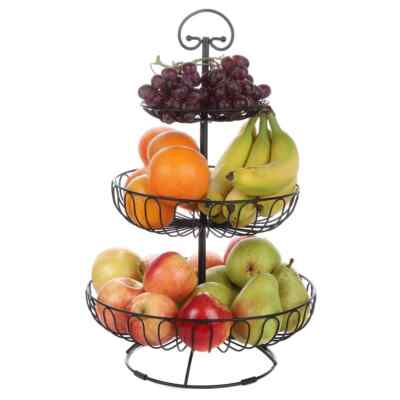3-Tier Stainless Steel Fruit Basket Stand for Kitchen and Home Storage