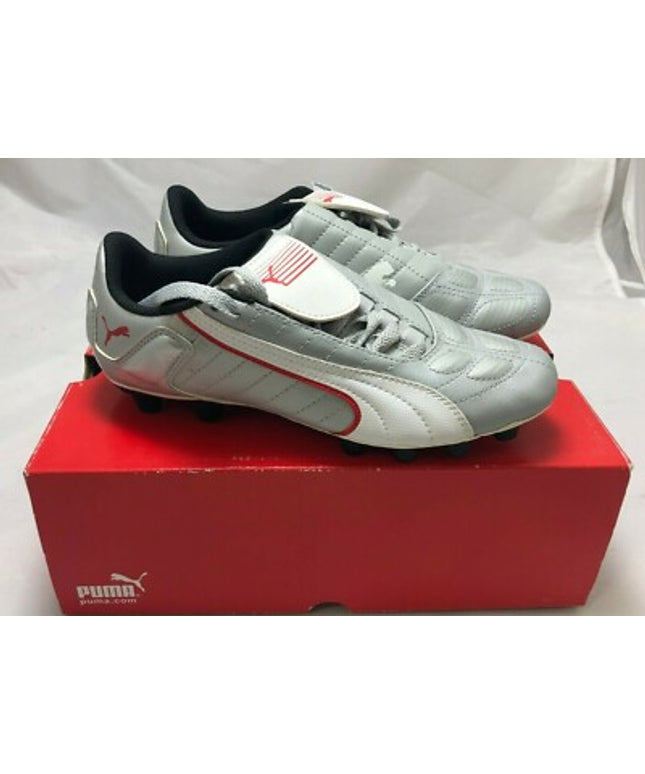 Puma King Football Boots – White/Red (UK 4)
