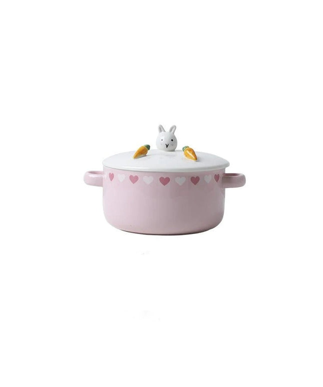 Pink Japanese Ceramic Noodle Bowl with Lid & Handle – 800ml Ramen Soup Bowl