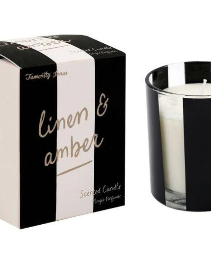 NEUTRAL STRIPE CANDLE 11X8CM ASSORTED