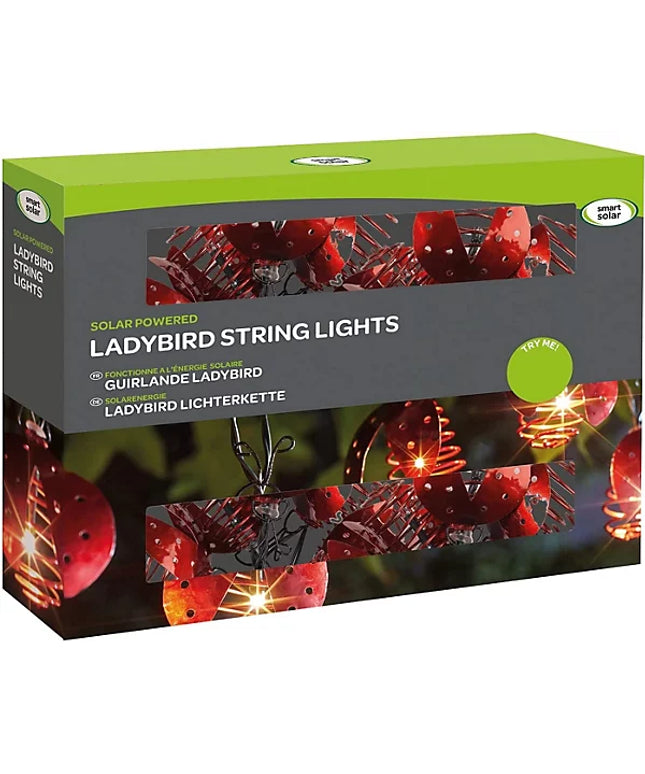 Smart Garden Solar Powered Ladybird 10 String Lights