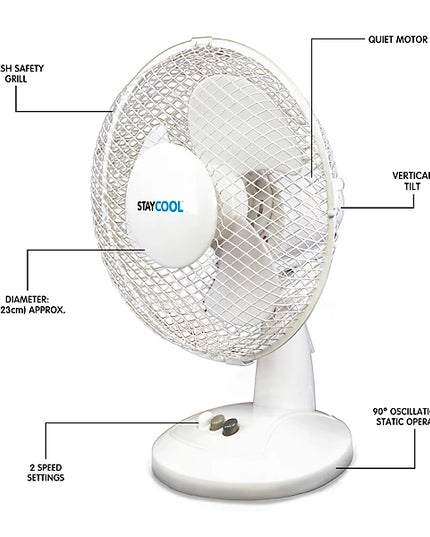 StayCool 9" (23cm) Desk Fan - White