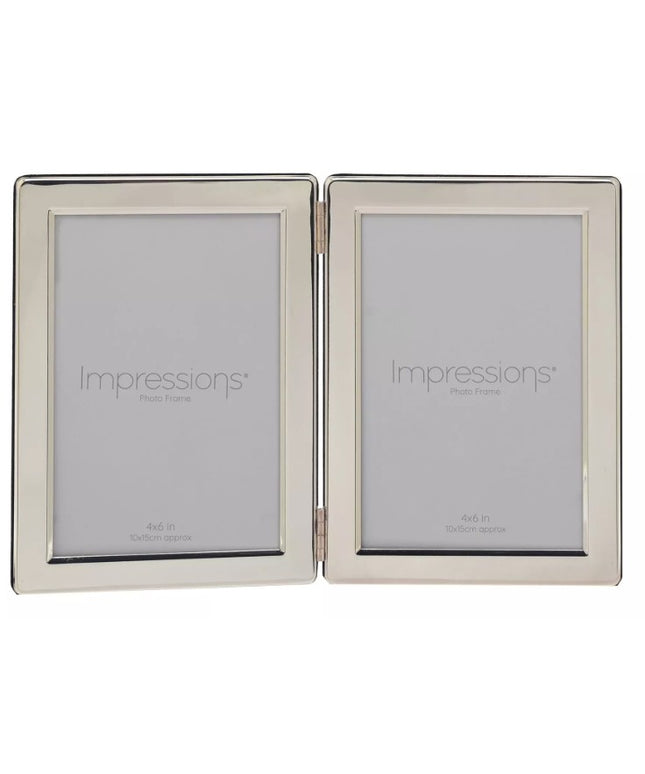 Impressions Silverplated Double Hinged Photo Frame - 4" x 6"
